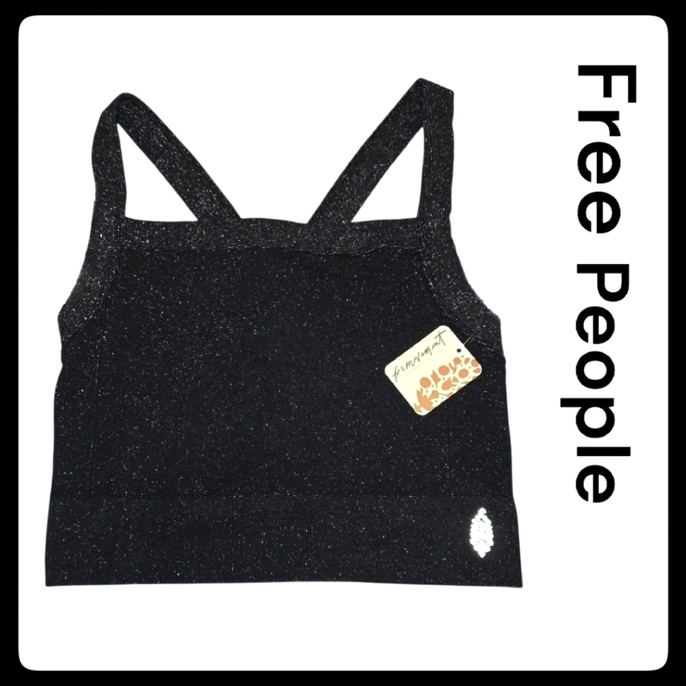 NWT Free People Movement Black Glitter Strappy Bra M/L